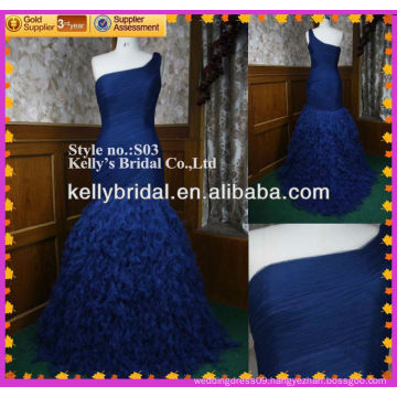 2014 Hot sale royal blue mermaid fishtail evening dress with one sholuder